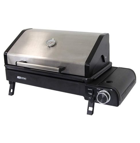 Churrasqueira 3 em 1, Grelha, Bafo e Fogareiro, com acendedor automático e chama regulável, marca NTK Nautika, modelo Aramis 3 em 1