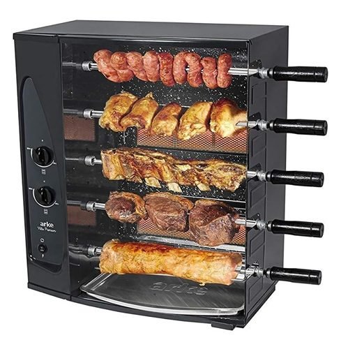 Churrasqueira Rotativa 5 Espetos a Gás GLP, modelo Vitta Premium marca Arke
