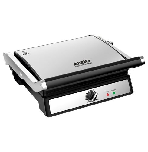 Grill Super Inox Arno XL GGRA, abertura 180° e placas antiaderentes